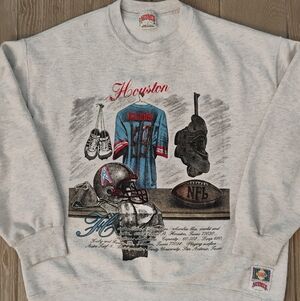 Rare VTG 90s Nutmeg Mills Houston Oilers NFL Sweatshirt Men's XL Made In USA